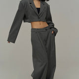 Cross Button Pants & Blazer Set