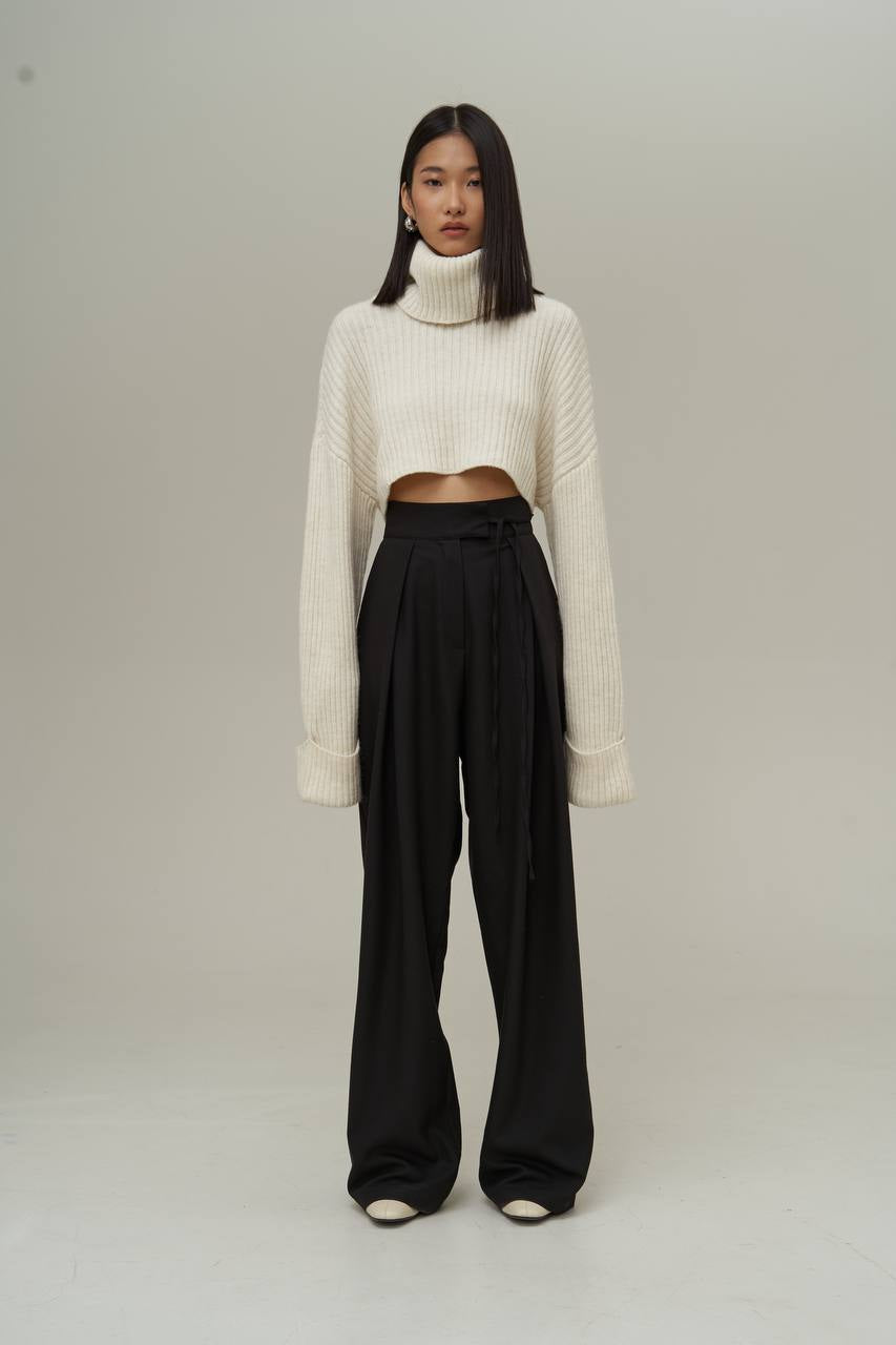 Wide Legs Pleated Pants In Colors