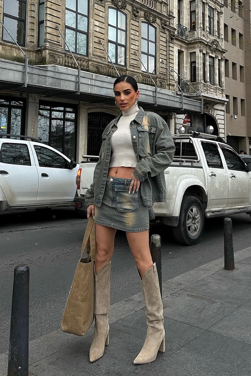 Cargo Mini Denim Skirt