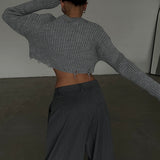 Cropped Long Sleeve Sweater
