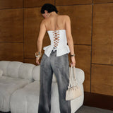 Shadow Hem Wide Leg Jean Gray
