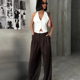 Pleated Wide-Leg Trousers