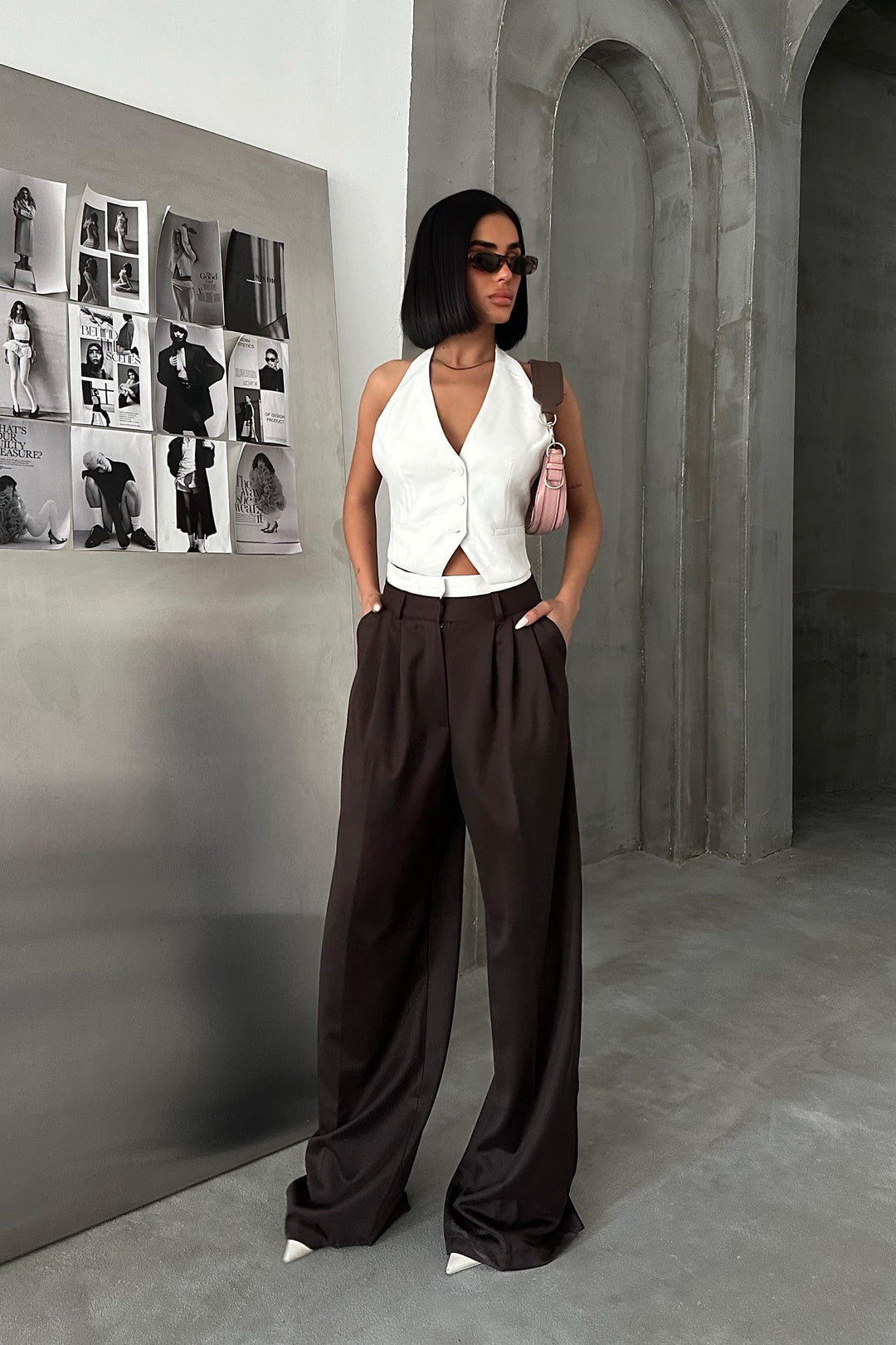Pleated Wide-Leg Trousers