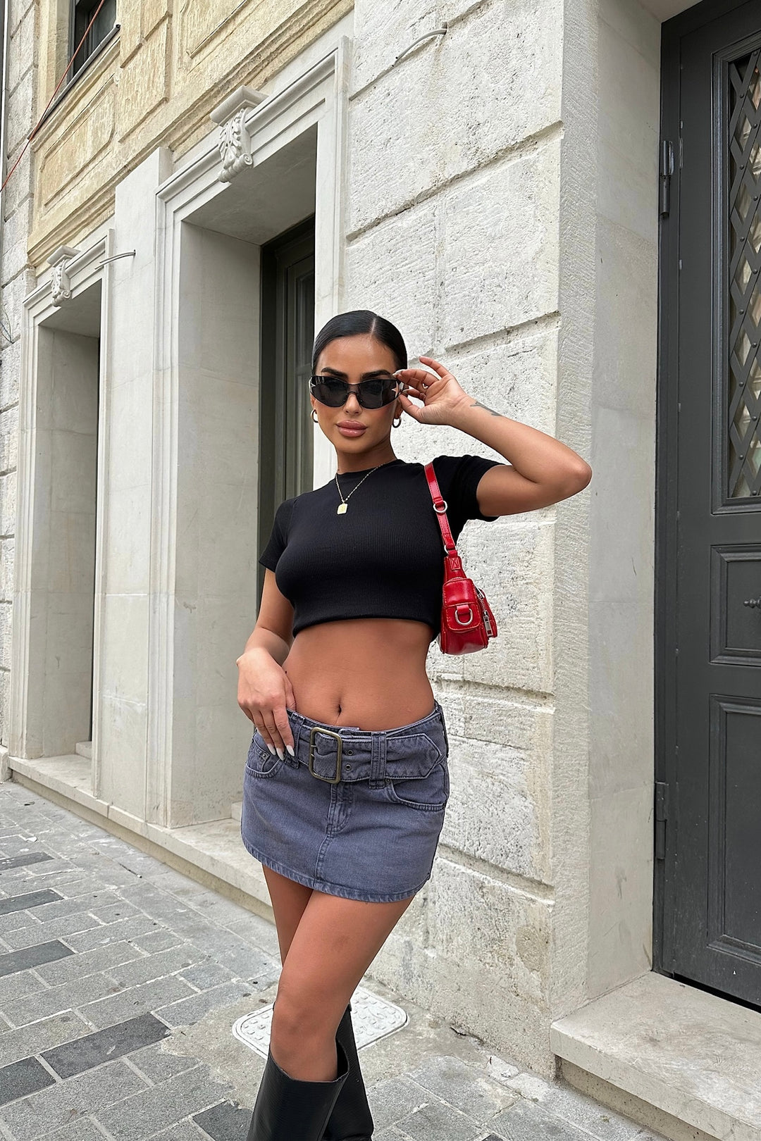 Buckle Micro Mini Skirt