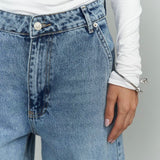 High Waist Denim Cargo Pants