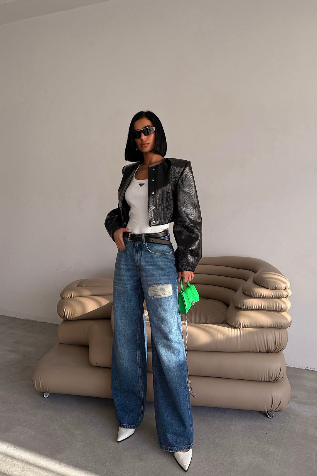 Slouch Patch Denim