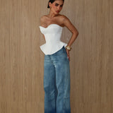 Shadow Hem Wide Leg Jean Blue