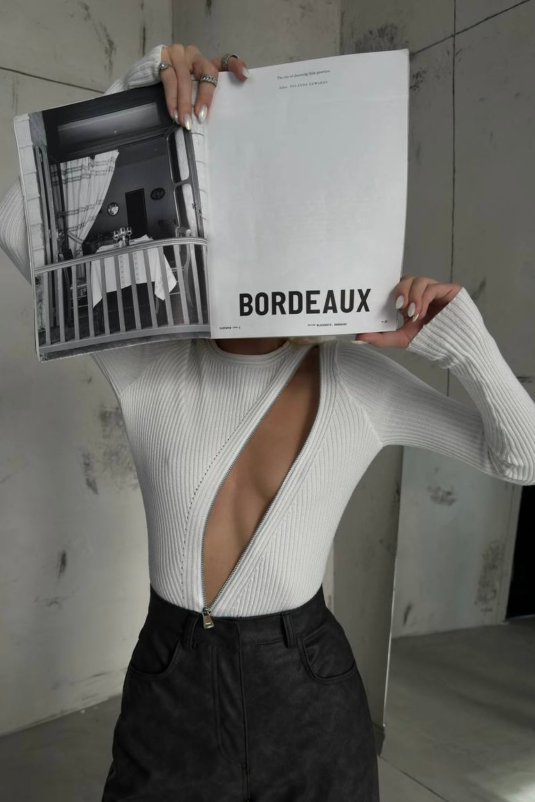 Cross Zipper Knitted Top