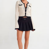 Golden Buttoned Crochet Cardigan