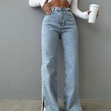 Wide Side Split Jeans