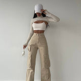 Pockets Cargo Jeans In Neutrals