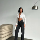 Stitched Square Straight-Leg Jeans