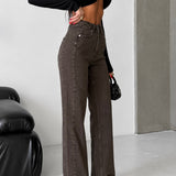 Side Stitch Straight Jean Chocolate Brown