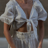 Tie-Front Crop Top and Shorts Set
