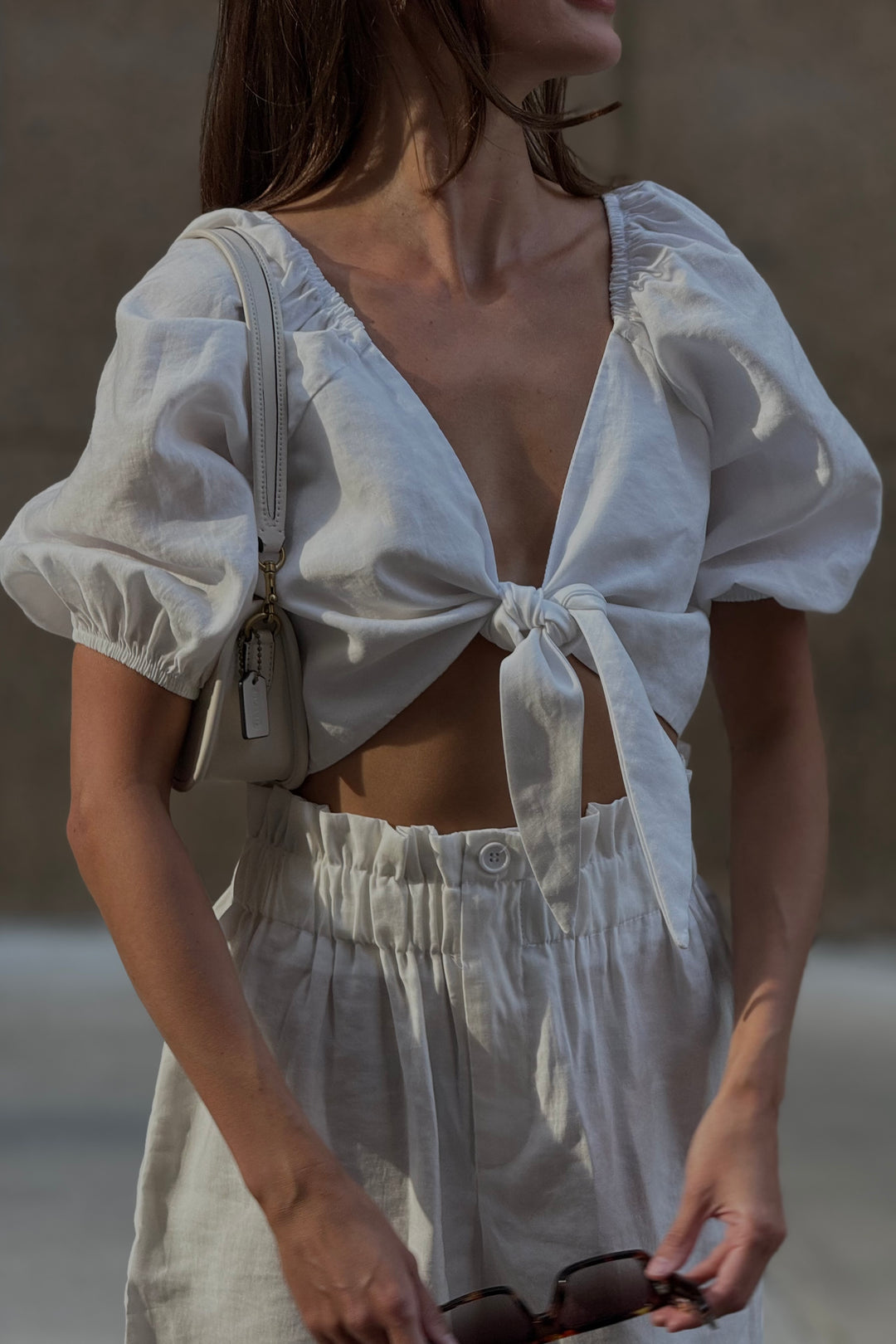 Tie-Front Crop Top and Shorts Set