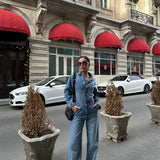 Blue Denim Button Up Jumpsuit