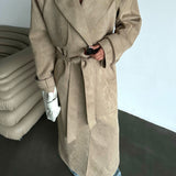 Sand Suede Belted Coat