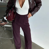 Plum Pleated Palazzo Pants