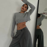 Cropped Long Sleeve Sweater