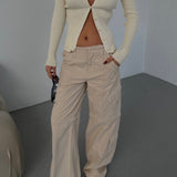 Above Knee Zip Detail Parachute Cargo Pants