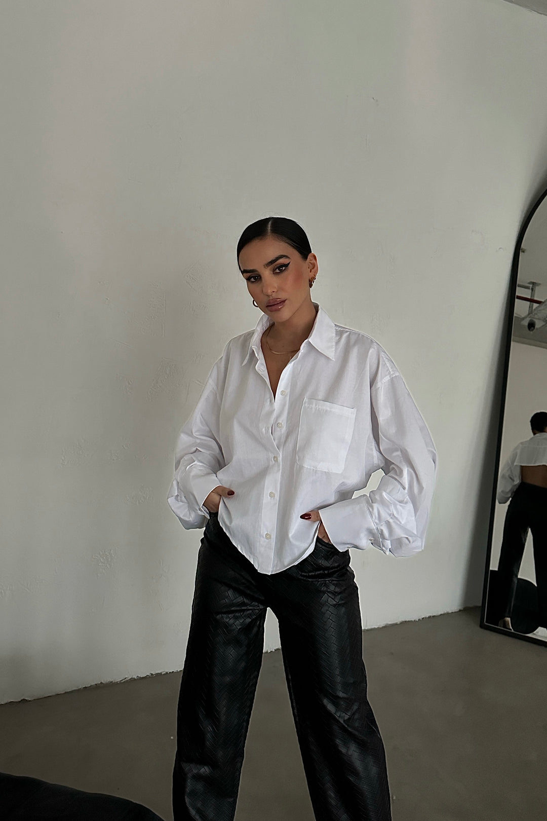 Poplin Cropped Back Detail Shirt