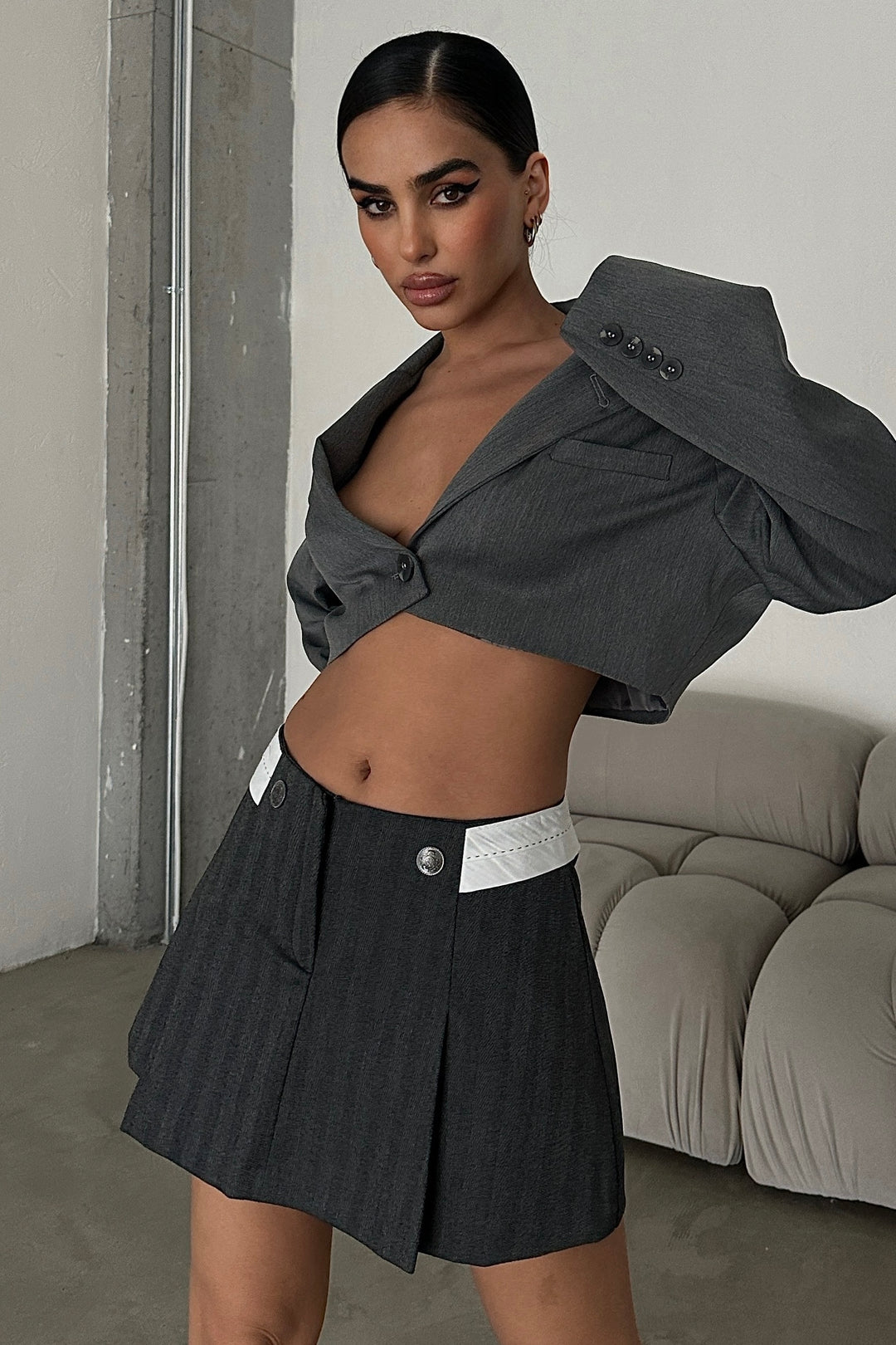 Bella Two Button Mini Skirt