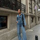 Blue Denim Button Up Jumpsuit