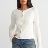 Flared Sleeves Button Up Cardigan