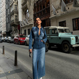 Denim Slit Skirt Dress