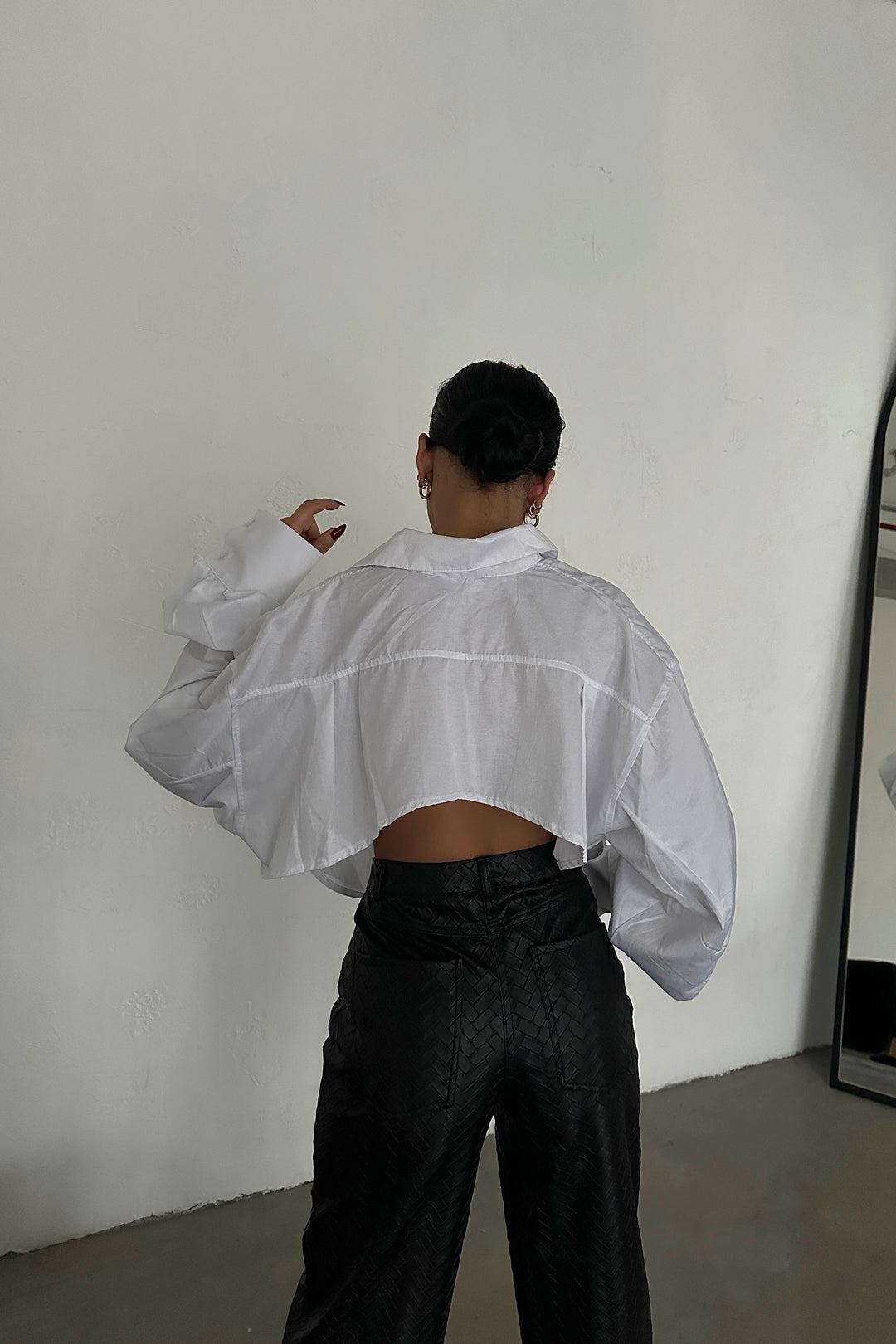 Poplin Cropped Back Detail Shirt