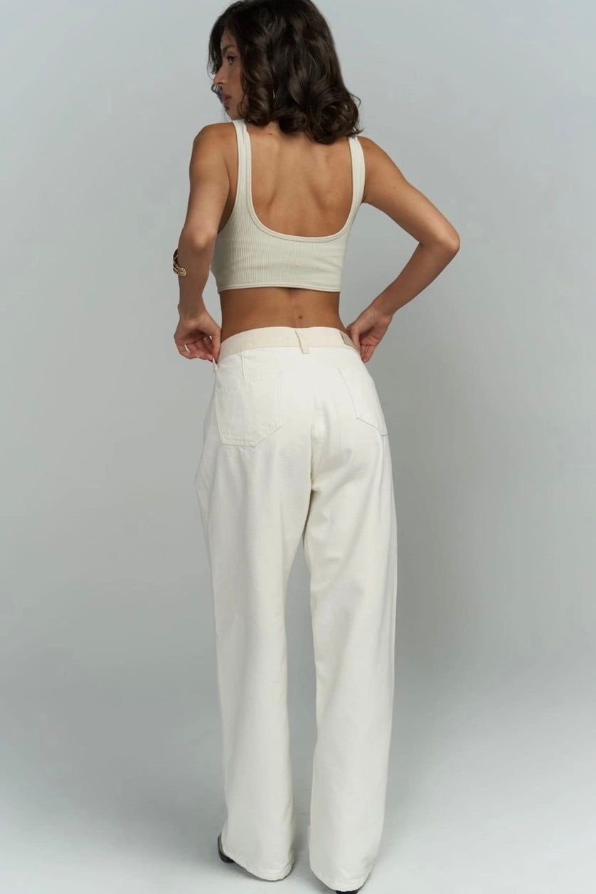 Tri-Fold Jeans Cream