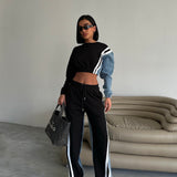 Denim-Sweat Combo Set