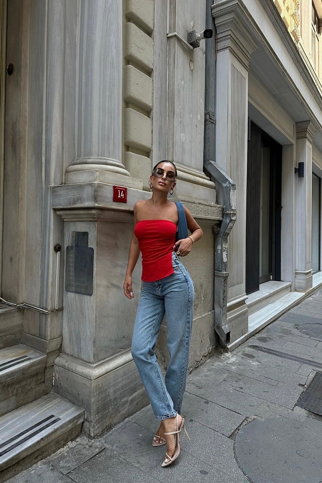 Slit Hem Mom Jeans