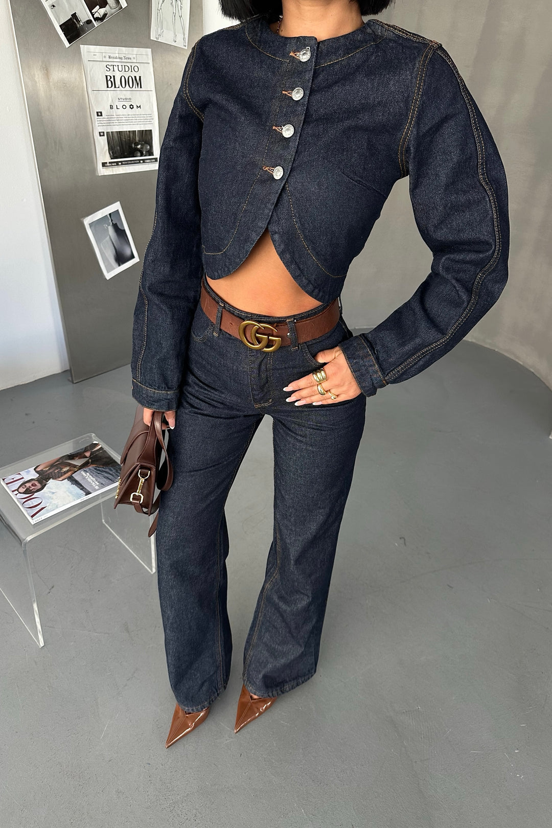 Dark Wash Denim Two-Piece Set