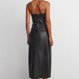 Front Slit Faux Leather Dress
