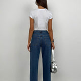 Rhinestone Striped Straight Jeans