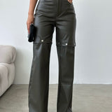Detachable Faux Leather Pants