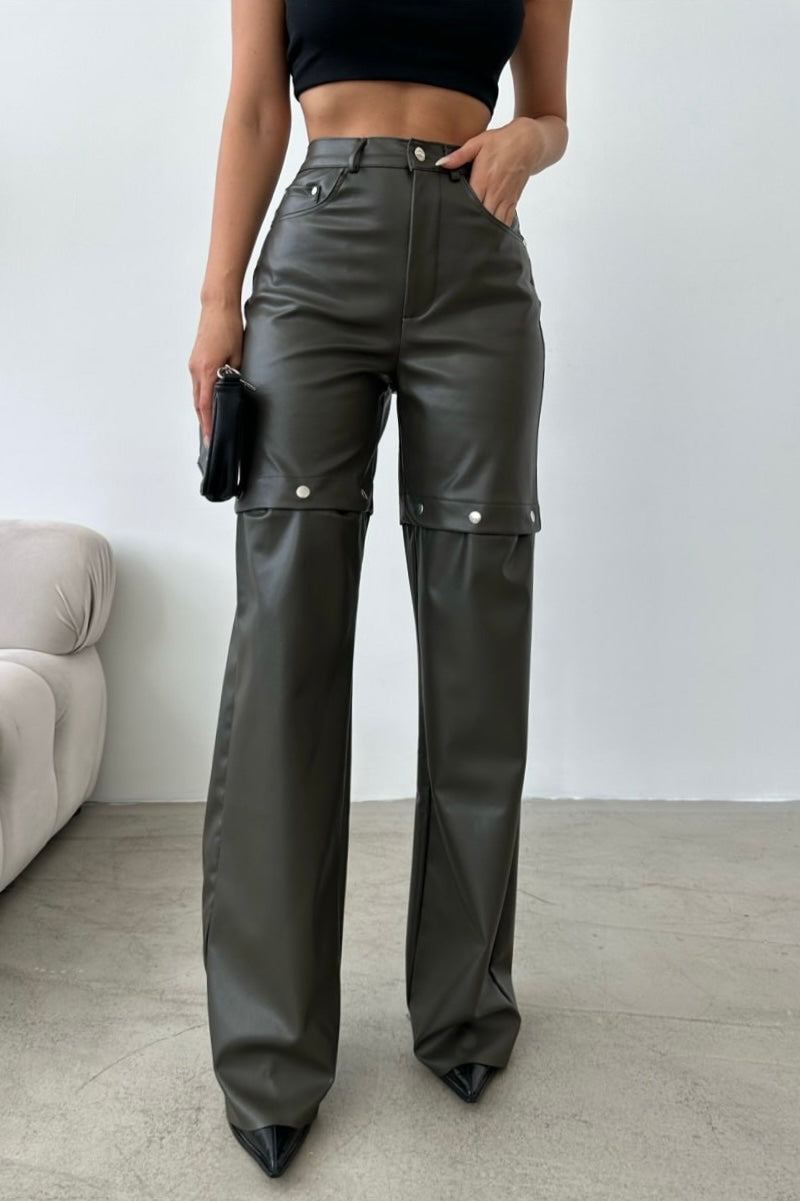 Detachable Faux Leather Pants