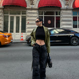 Keilla Gray Wash Baggy Cargo Pants