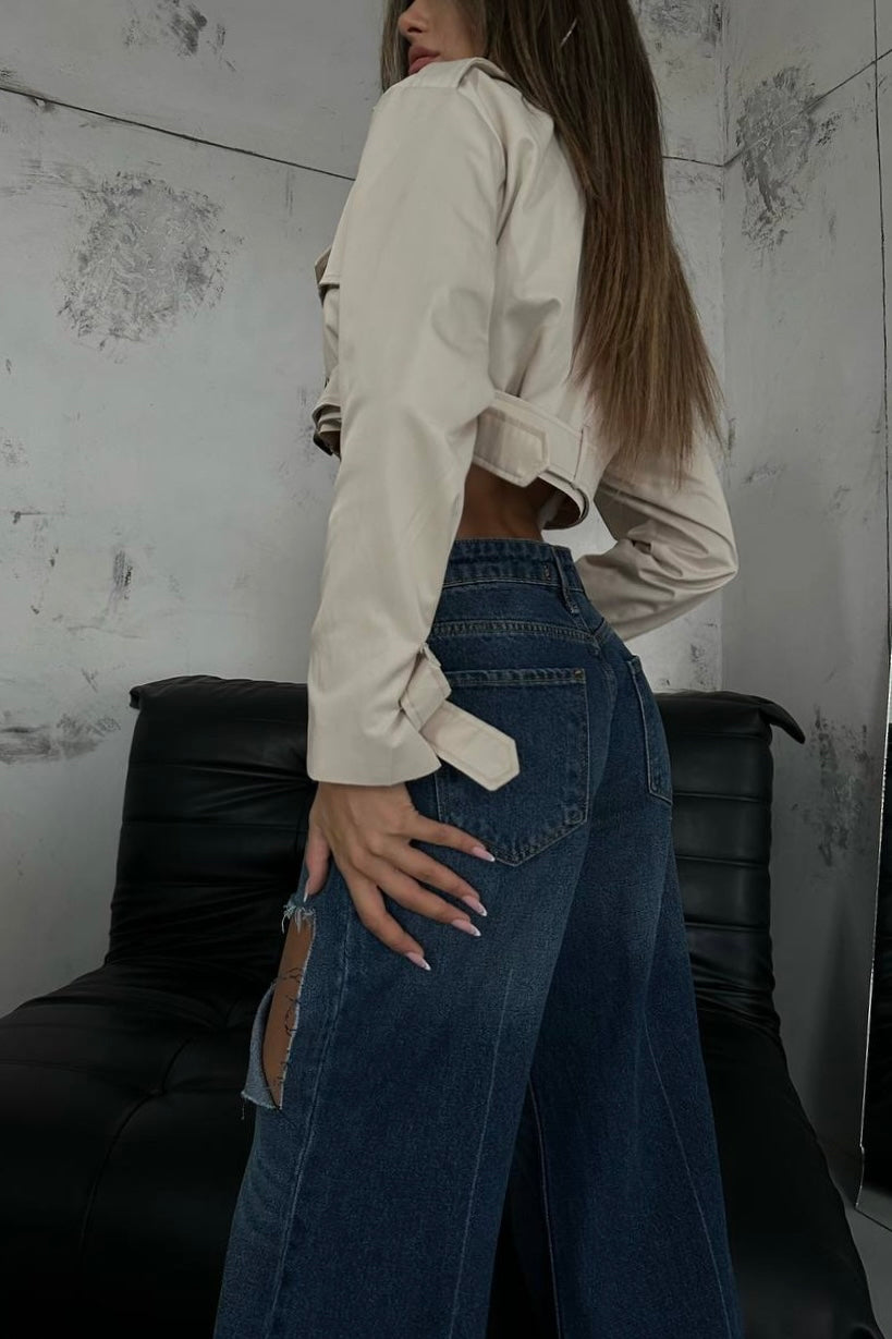 Patch Cut Flared Jeans