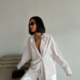 Crossed-Button Oversized Shirt