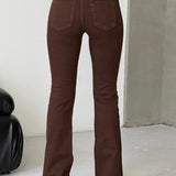 Contrast Seam Slim Flare Jeans