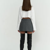 V Waist Gray Mini Skirt