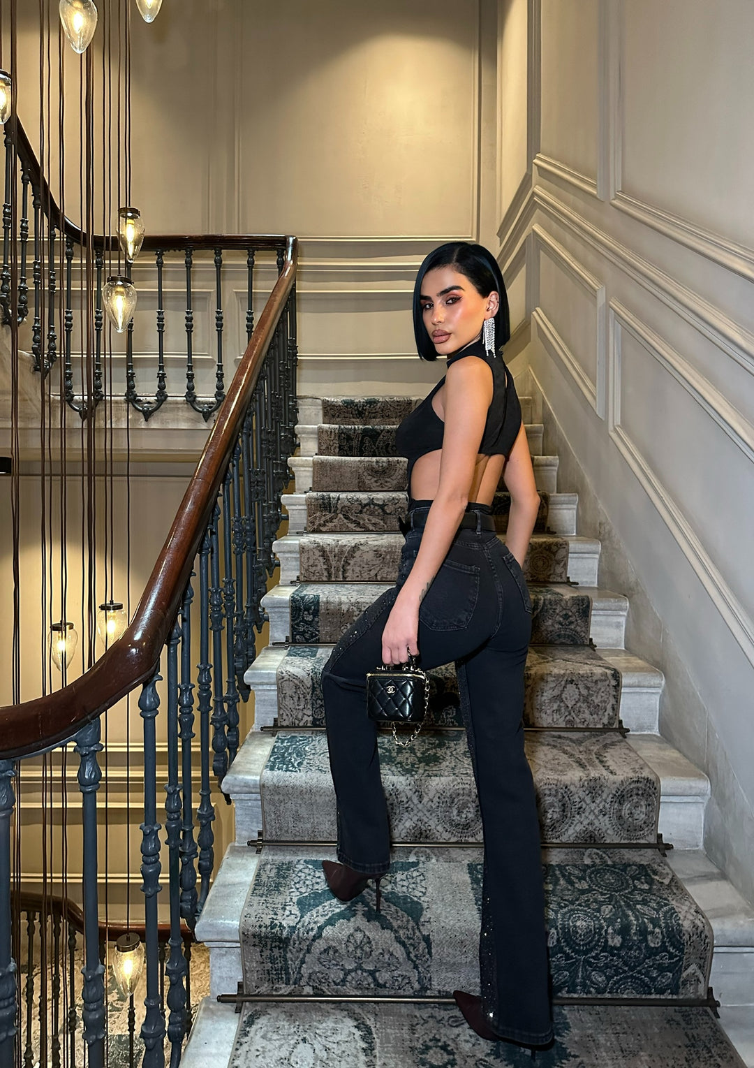 Midnight Rhinestone Straight Jeans