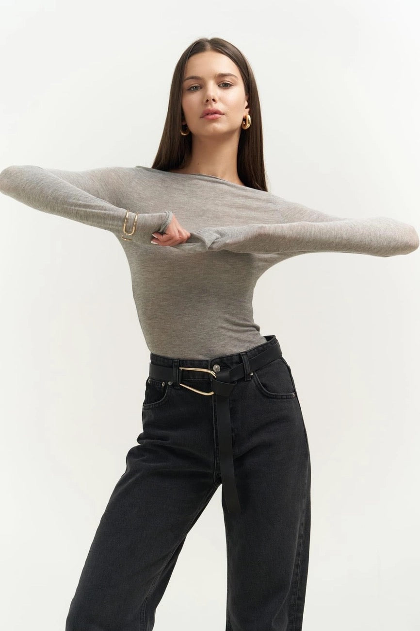 Sabrina Neckline See-Through Top