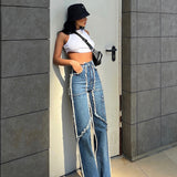 Chunky Pockets Tassel Palazzo Jeans