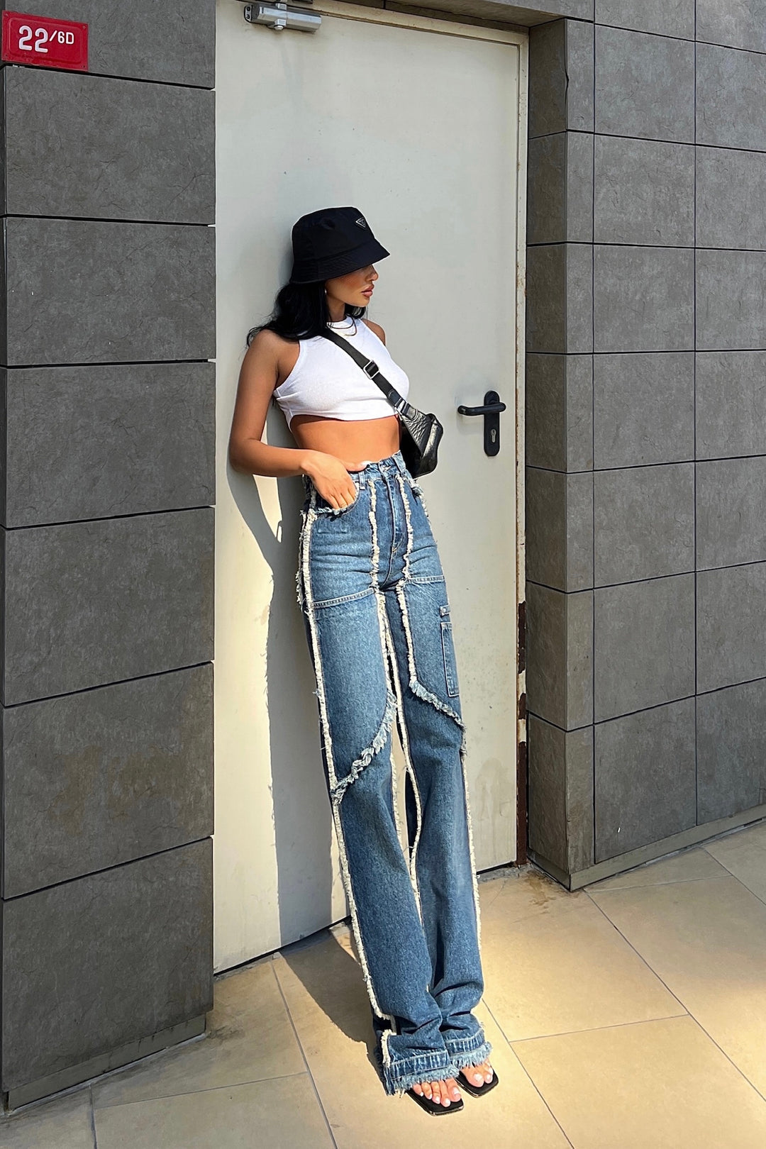 Chunky Pockets Tassel Palazzo Jeans