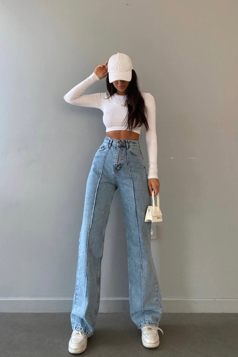 Stitch Front Flared Jeans