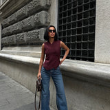 Raw Hem High-Waist Flared Jeans