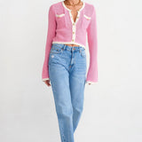 Golden Buttoned Crochet Cardigan